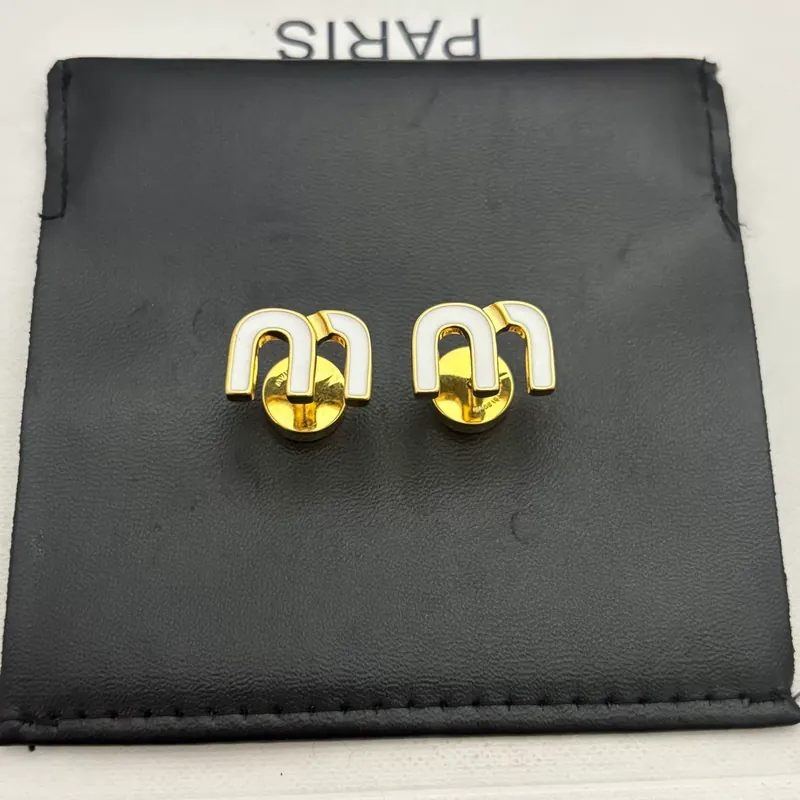 Enamel Vintage Letter M Stud Earrings
